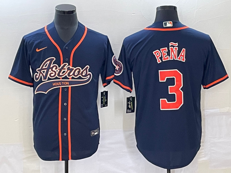 Men's Houston Astros Jeremy Pena #3 Navy Jersey Joint Edition